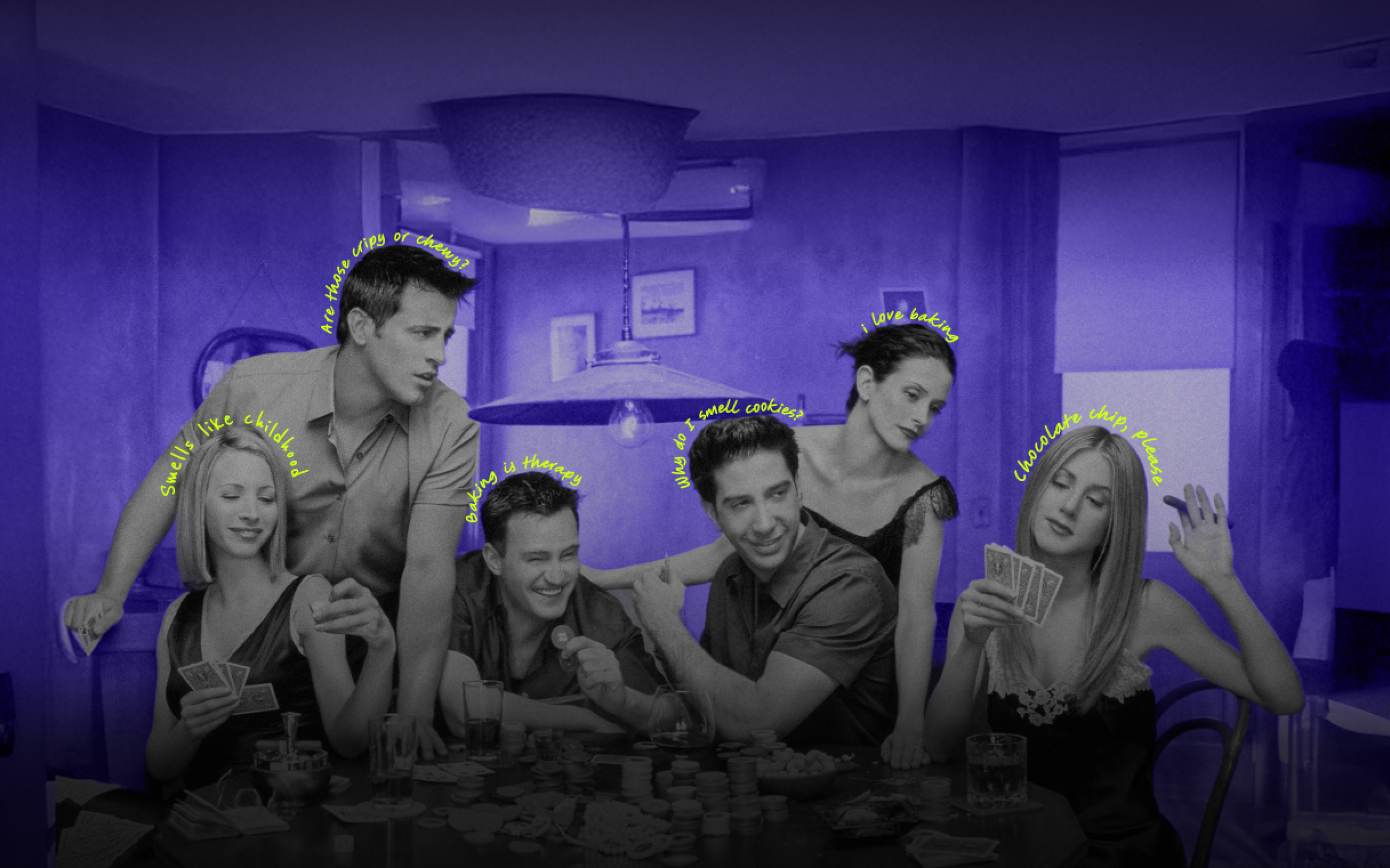 Hero section showing group of 6 people with different opinion vibing together .