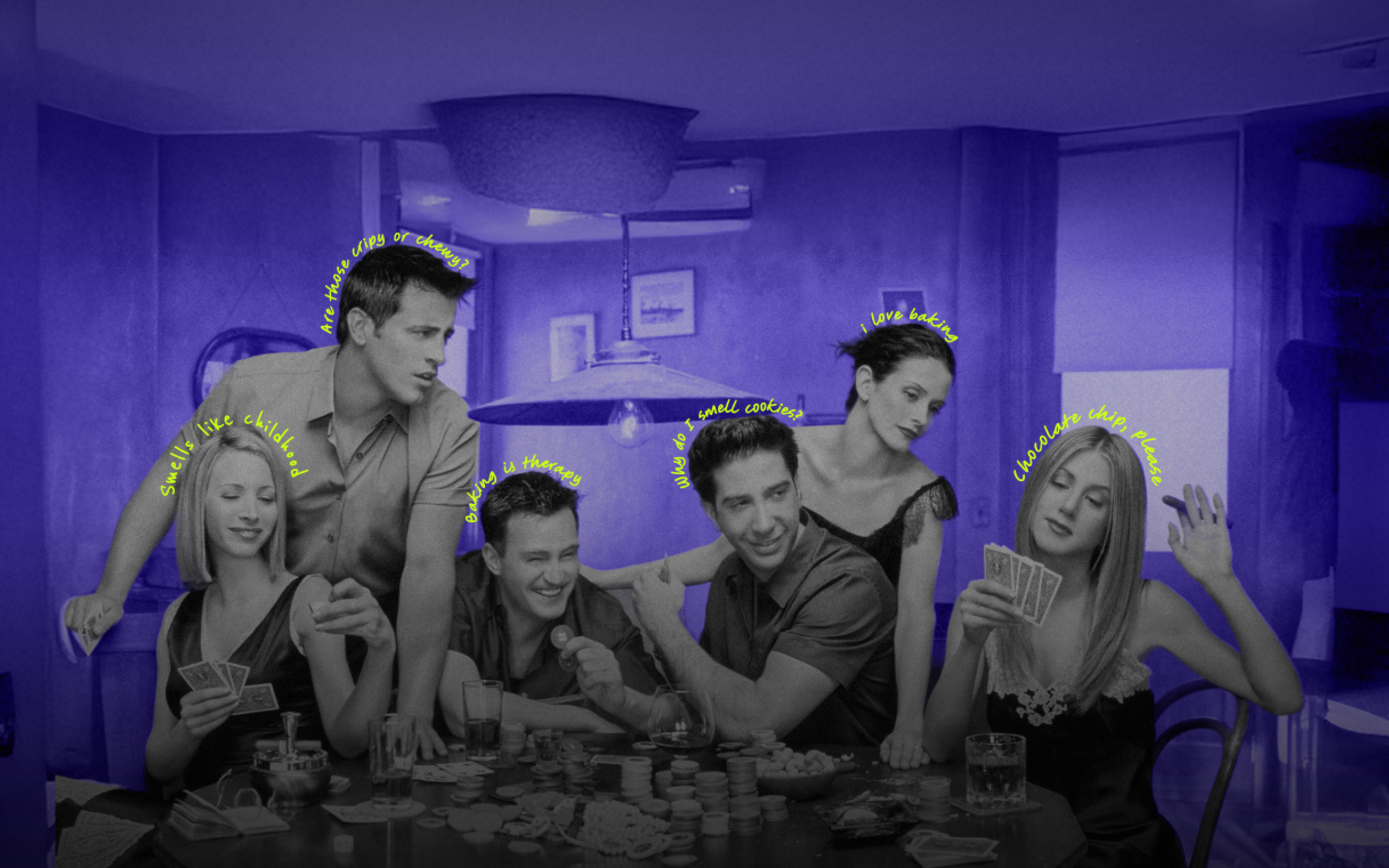 Hero section showing group of 6 people with different opinion vibing together .