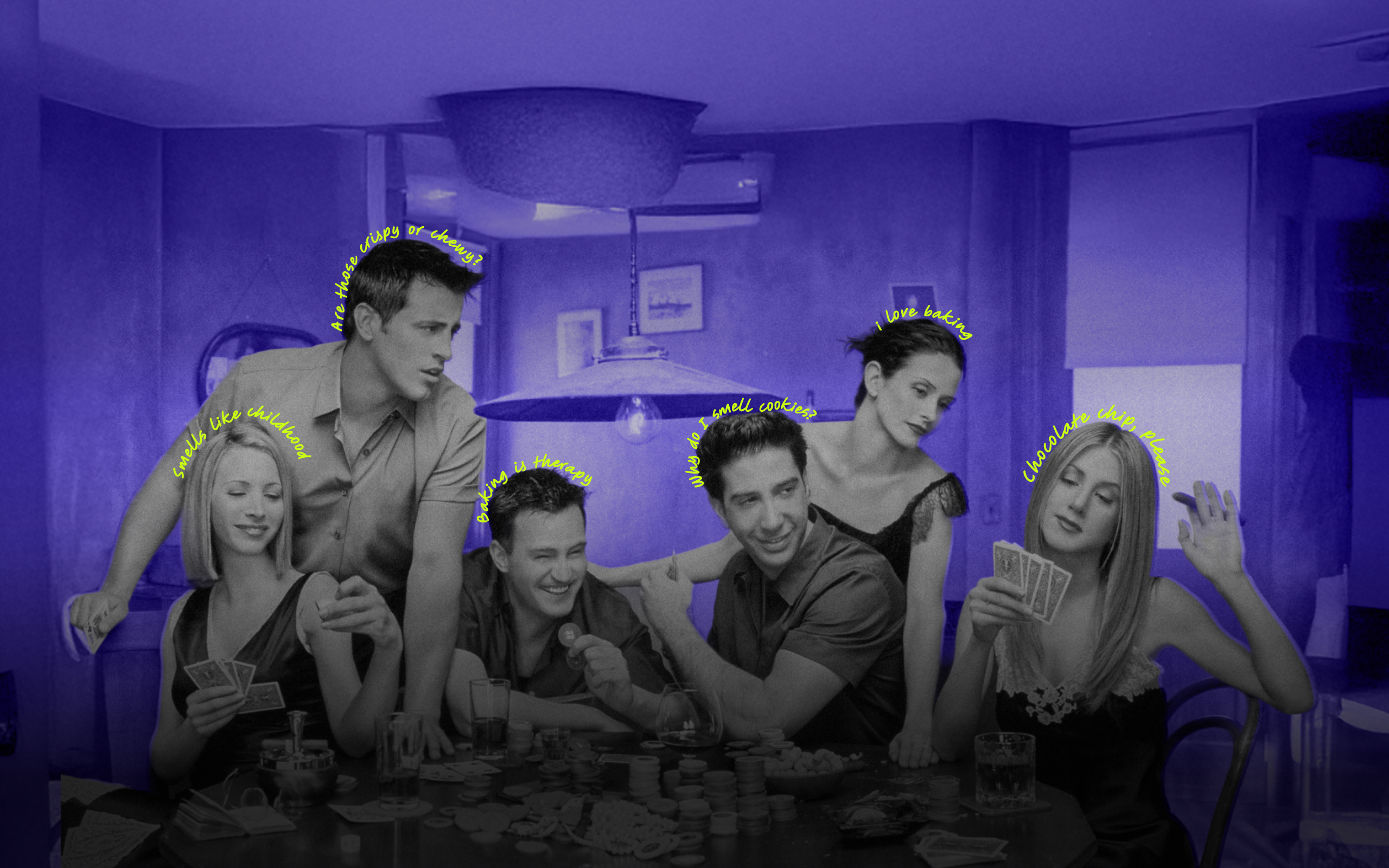 Hero section showing group of 6 people with different opinion vibing together .